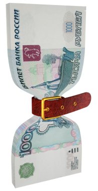 Pack of 1000 ruble banknotes tightly constricted belt clipart