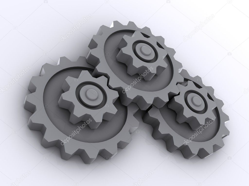 Gray gears on white background