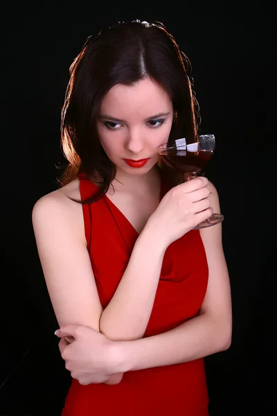 Woman with wine — Stock Photo, Image