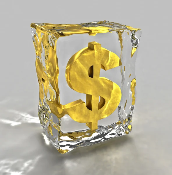 Frozen dollar sign render — Stock Photo, Image