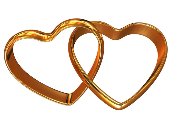 Dois anéis em forma de coração — Fotografia de Stock