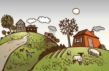 Country landscape clipart