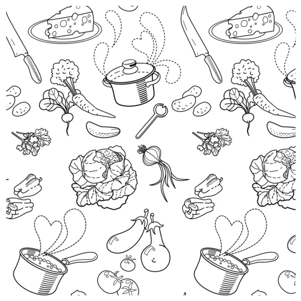 Przygotowanie zupa jarzynowa. bezszwowe tekstury — Wektor stockowy