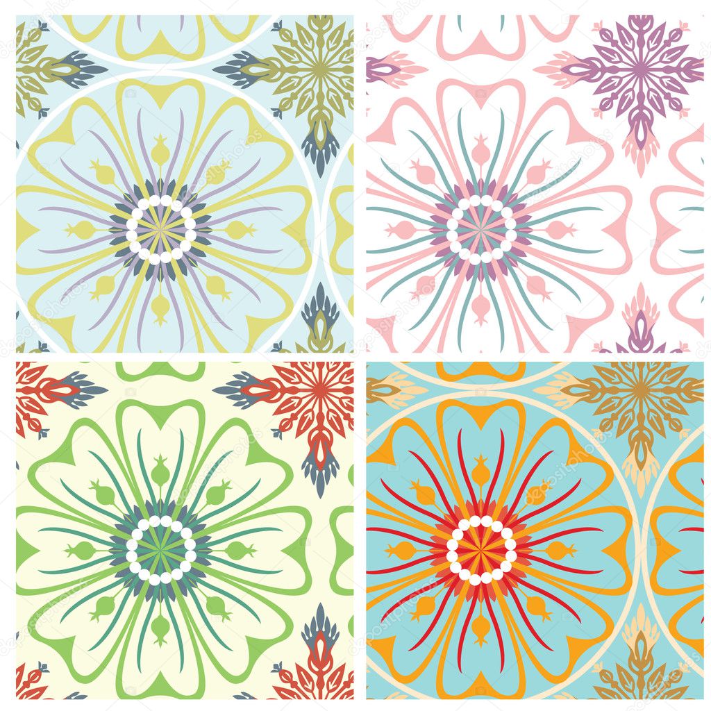 Seamless arabesque 4 variants of color
