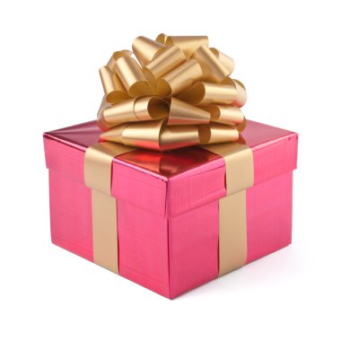 Pink gift box. Isolated clipart