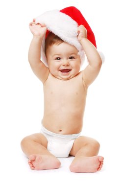 Baby-Santa with red Christmas hat clipart