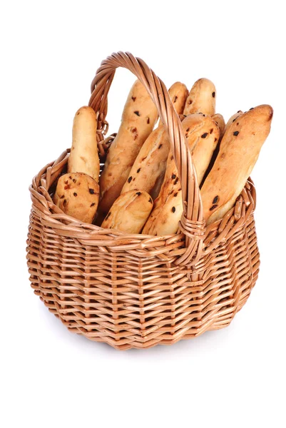 Basket with fresh buns — Stock Photo, Image