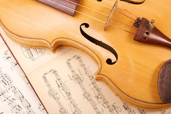 stock image Old viola and vintage music sheet