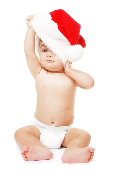 stock image Baby-Santa with red Christmas hat