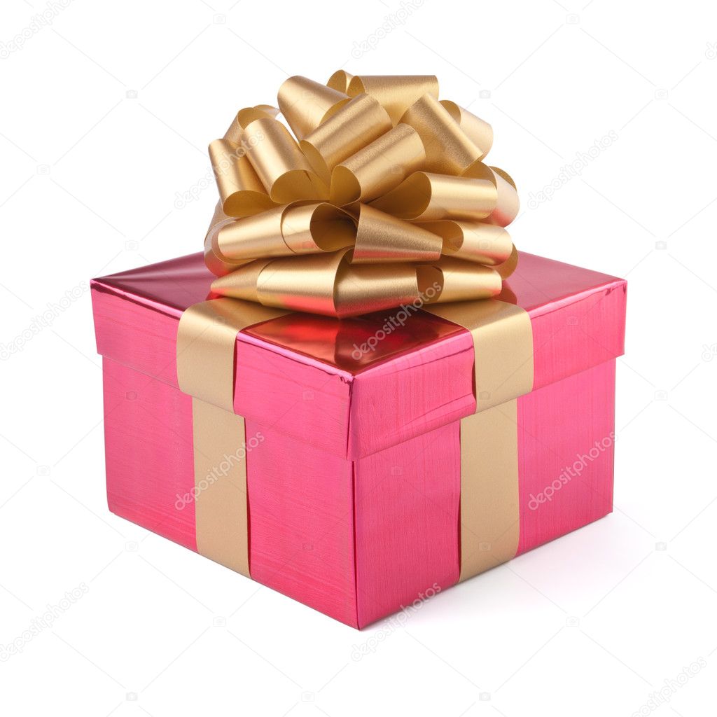 Pink gift box. Isolated