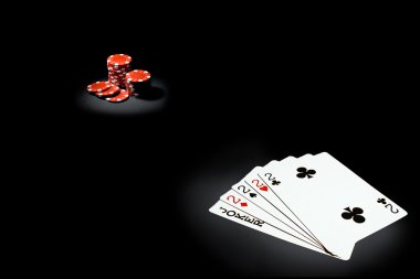 Red gaming chips and cards clipart