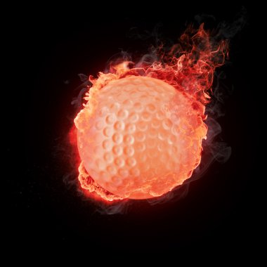 Golf Ball on Fire. Computer Design. clipart