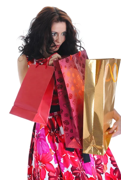Girl with the package — Stock Photo, Image