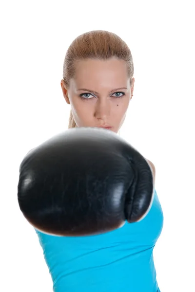 Sportovní holka v Boxerské rukavice — Stock fotografie