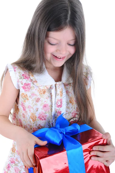Meisje met een cadeau — Stockfoto