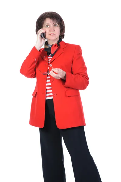 Femme d'affaires avec téléphone — Photo