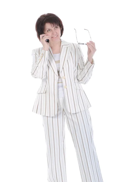 Affärskvinna i vit kostym — Stockfoto