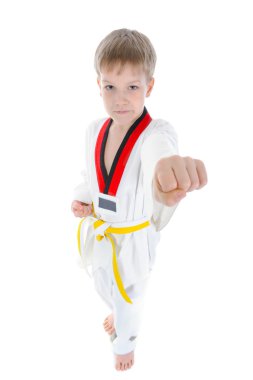 Young athlete beats his fist clipart