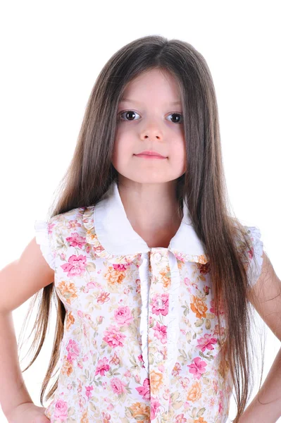 Девушка в цветущей блузке — стоковое фото