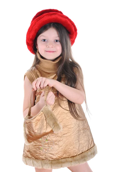 The little girl in a red hat — Stock Photo, Image