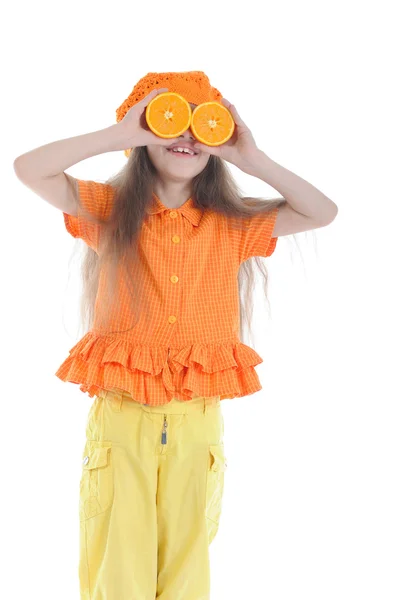 Chica en la naranja — Foto de Stock