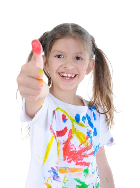 Little girl in a paint — Stock Photo, Image