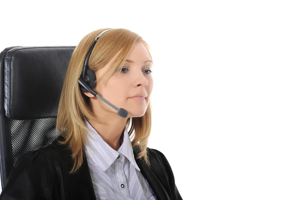 Junge Büroangestellte mit Headset. — Stockfoto