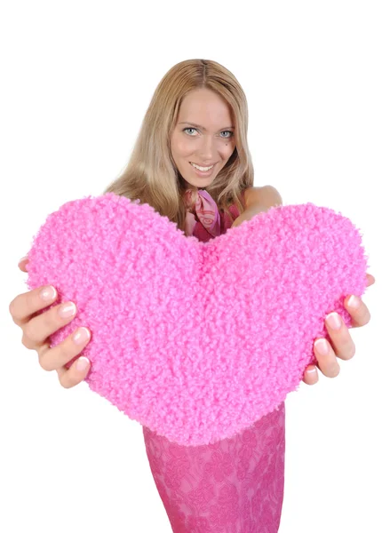 Okouzlující holka se srdcem — Stock fotografie