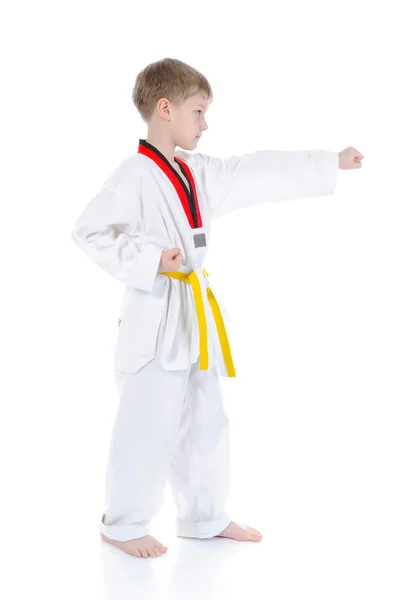 Boy in a kimono punched — Stock Photo, Image
