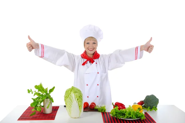 Positive chef in the kitchen — Stock Photo, Image