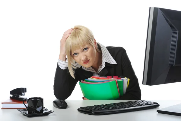 Unavený obchodní žena v kanceláři. — Stock fotografie