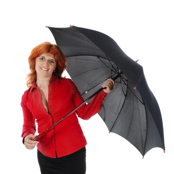 Ung flicka med ett paraply. — Stockfoto