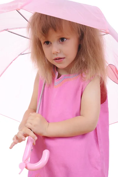 用一把雨伞的小女孩. — 图库照片