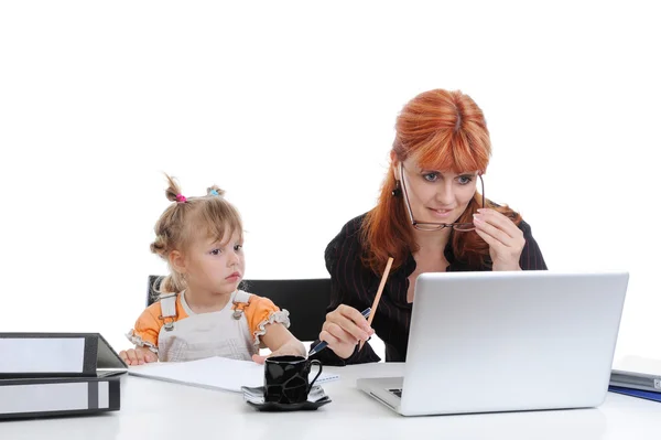 Mother and daughter in the office. — Stock Photo, Image