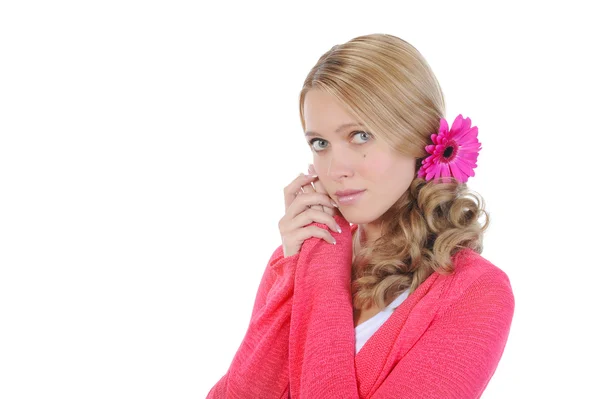 Meisje met een bloem in haar haar. — Stockfoto