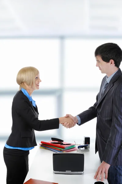 Handshake parceiros de negócios felizes — Fotografia de Stock