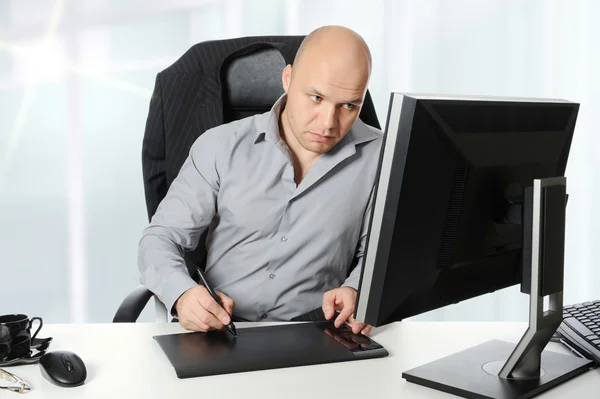 Designer does the work on your computer. — Stock Photo, Image