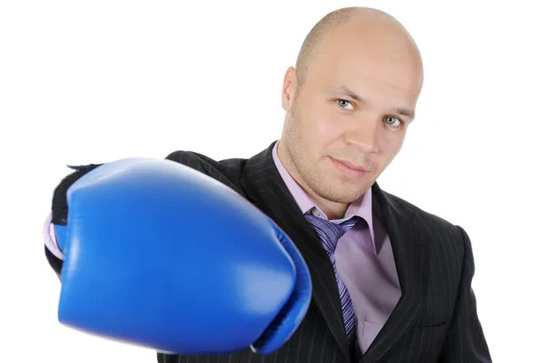 Man med boxningshandskar — Stockfoto