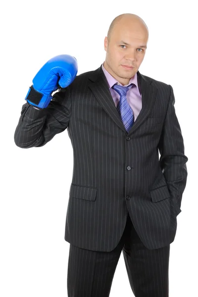 Mann mit Boxhandschuhen hob die Hand. — Stockfoto