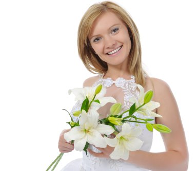 Bride with a bouquet clipart