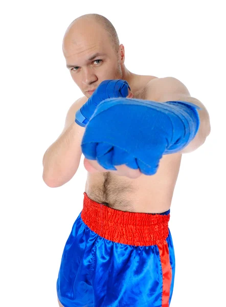 Adult fighter punches during training. — Stock Photo, Image