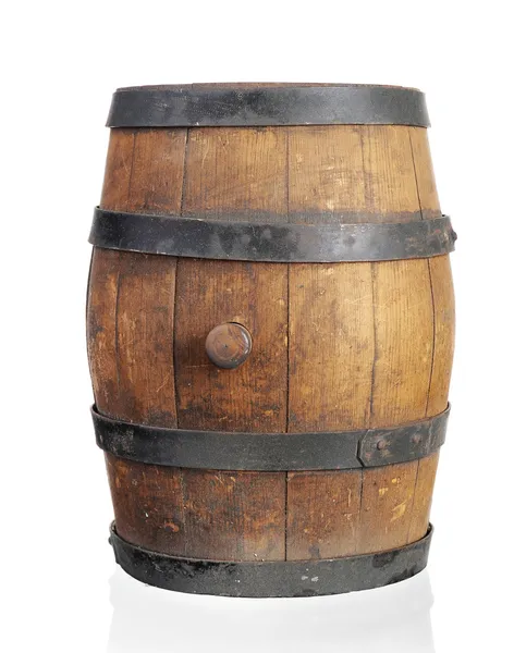 Wooden barrel with iron rings — Stock Photo, Image