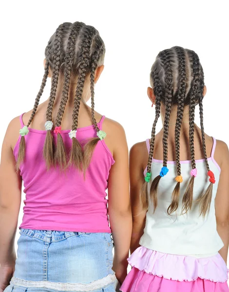 Two girl with pigtails. — Stock Photo, Image