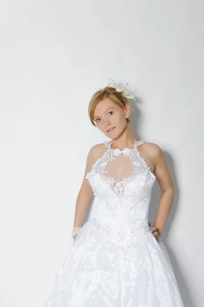 Hermosa novia en vestido de novia —  Fotos de Stock