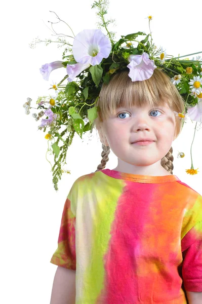 Girl with a wreath on his head. — Stock Photo, Image