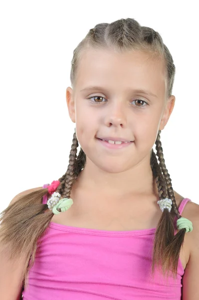 Mała dziewczynka z warkoczami — Zdjęcie stockowe