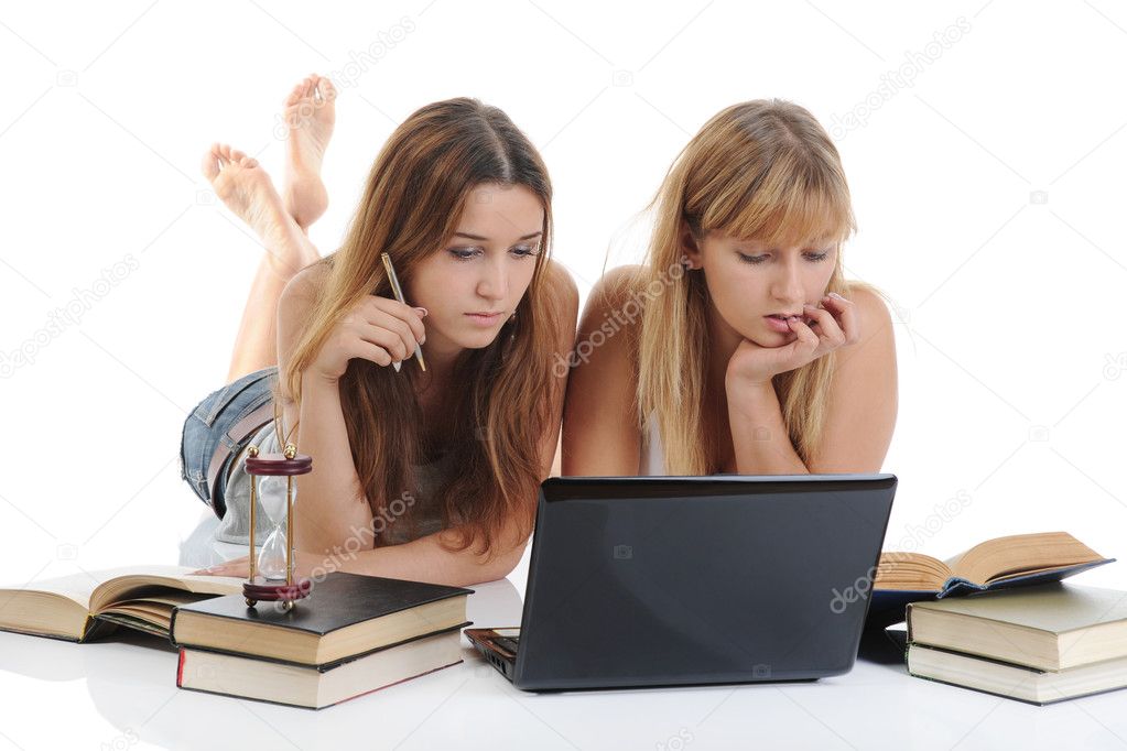 Girls are preparing for the exam