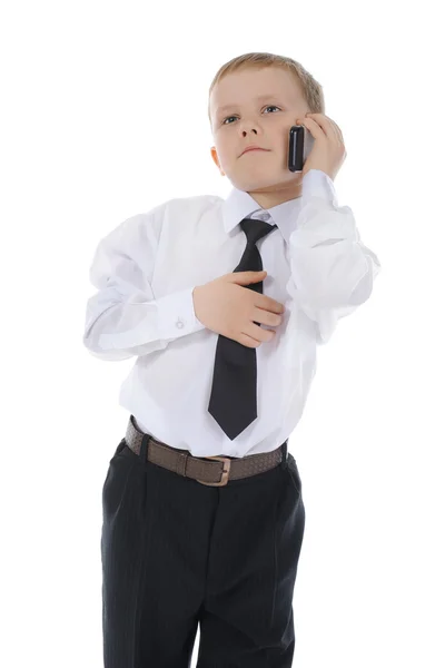 Çocuk telefonda konuşuyor.. — Stok fotoğraf