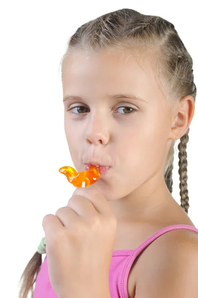 Девушка с конфетами . — стоковое фото
