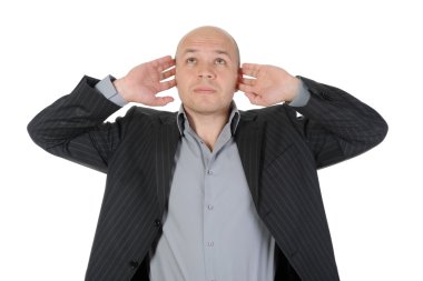 Businessman covered his ears clipart